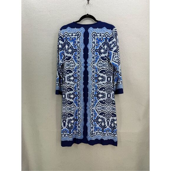 Cache Dress Blue White Print 3/4 Sleeve Sheath Dress Women's XL - Picture 5 of 8